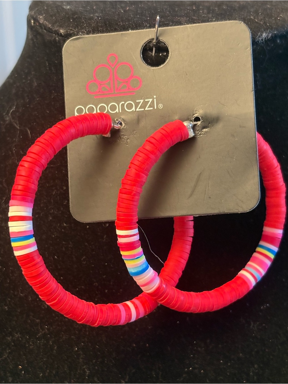 Paparazzi Red Multicolor Disc Hoop Earrings